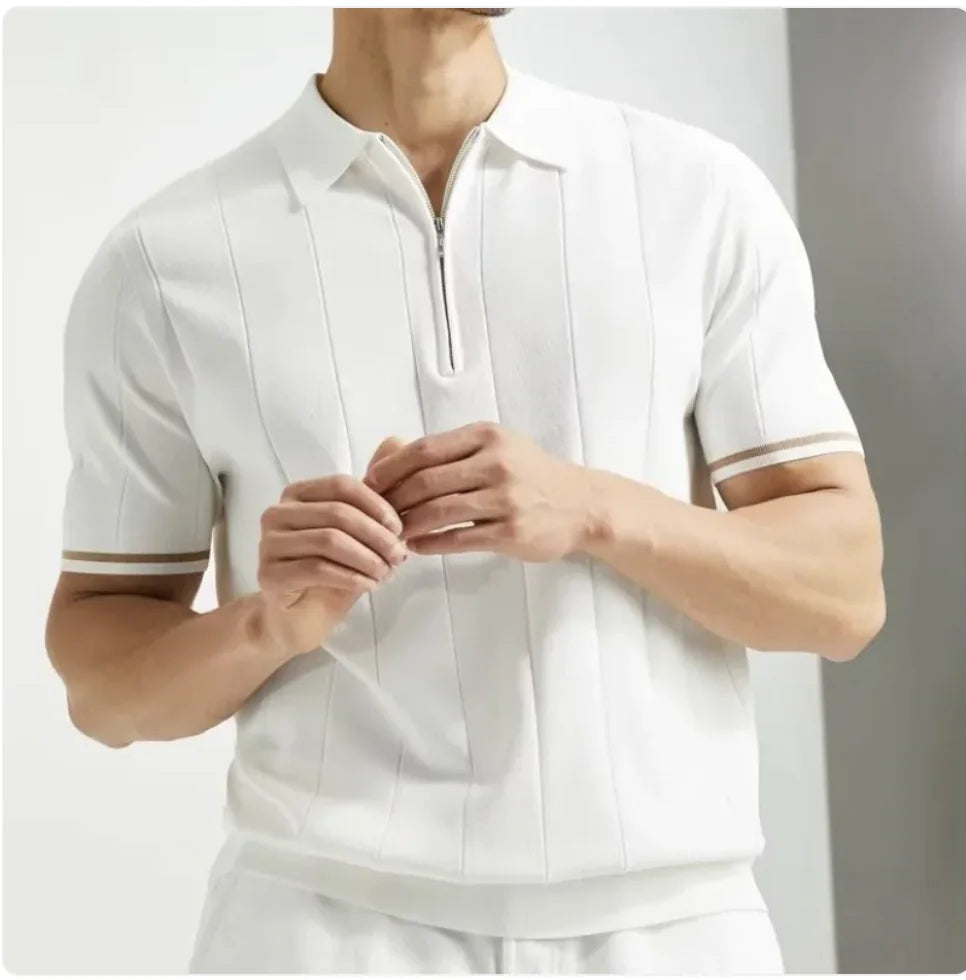 Men's Zip-Collar Summer Polo